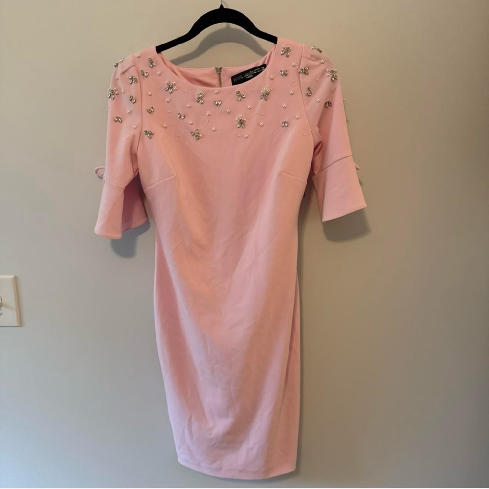 Karl Lagerfeld Pink Long Sleeve Dress - Picture 2 of 6